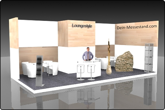 Messestand mit Lounge Bereich Loungebereich für Kundengespräche